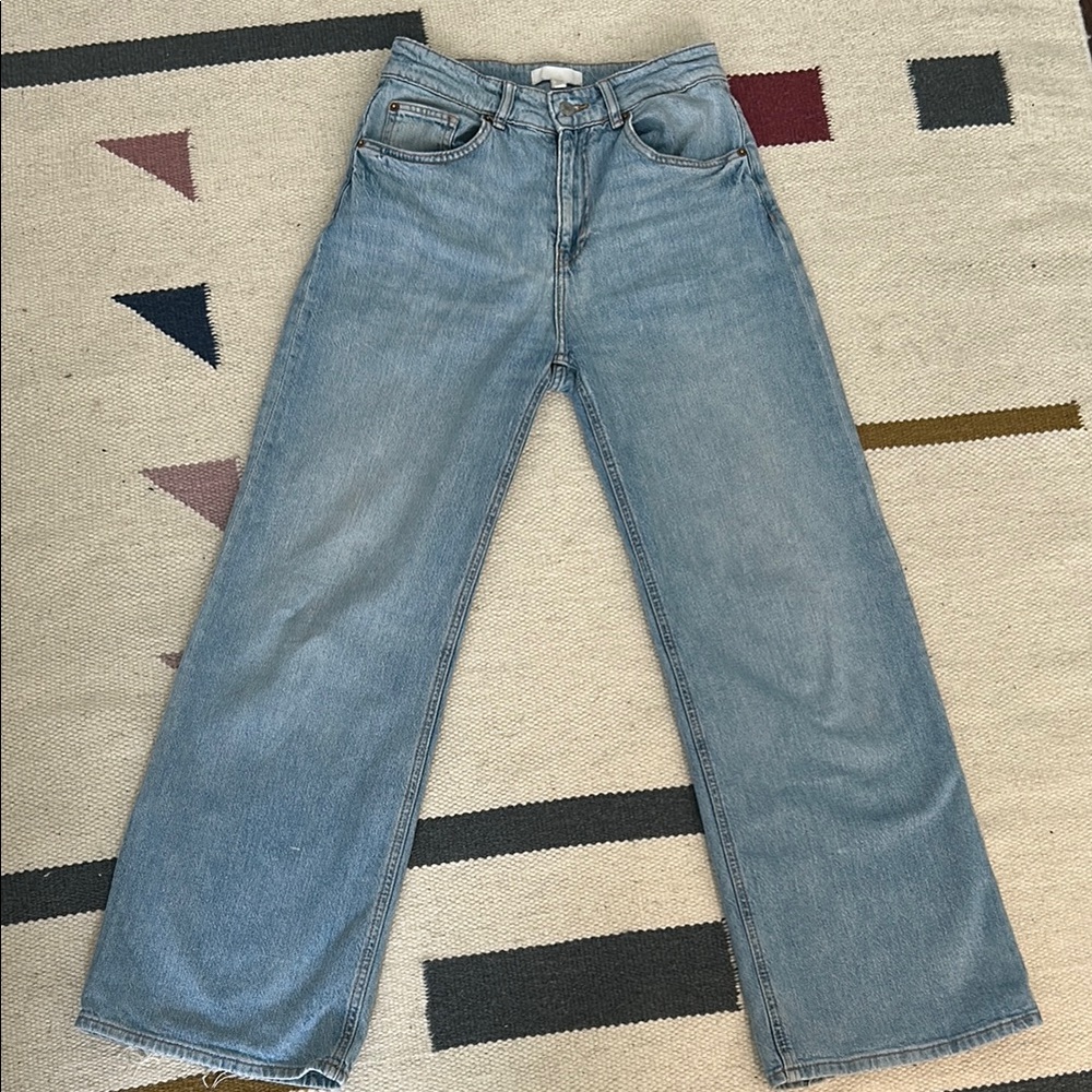 (EU) H&M - Light Blue Wide-Leg High Waisted Jeans